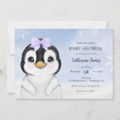 Schattige Winterpinguïn Baby shower uitnodiging (Voorkant)