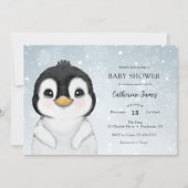 Schattige Winterpinguïn Baby shower uitnodiging (Voorkant)