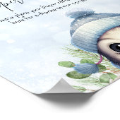 Schattige winterpinguïn blauw Baby shower teken Poster (Hoek)