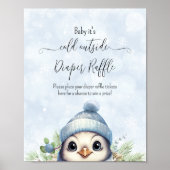 Schattige winterpinguïn blauw Baby shower teken Poster (Voorkant)