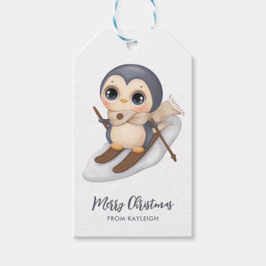 Schattige winterpinguïn Gift Labels Cadeaulabel (Voorkant)