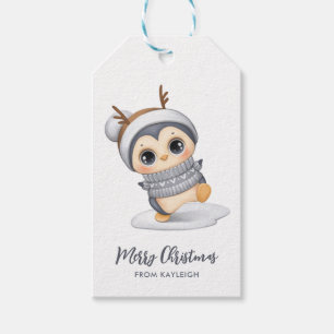 Schattige winterpinguïn Gift Labels Cadeaulabel