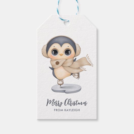 Schattige winterpinguïn Gift Labels Cadeaulabel (Voorkant)