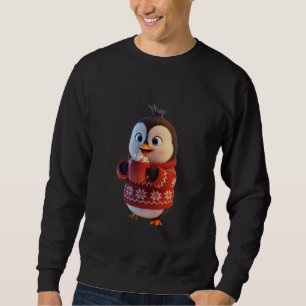 Schattige winterpinguïn met slagroomcacao trui
