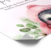 Schattige winterpinguïn roze meisje Baby shower te Poster (Hoek)