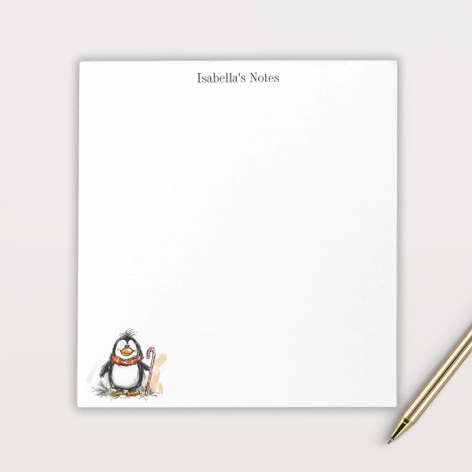 Schattige winterpinguïn schetsillustratie notitieblok