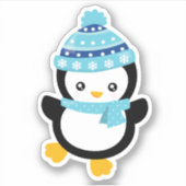 Schattige Winterpinguïn Sticker (Voorkant)