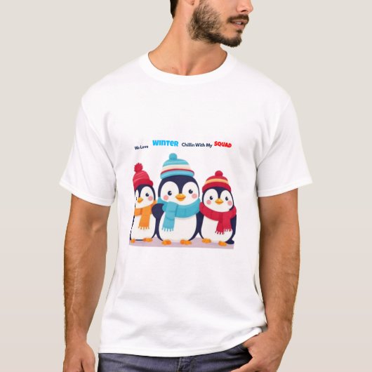 Schattige Winterpinguïns We Loven Winter T-shirt (Voorkant)
