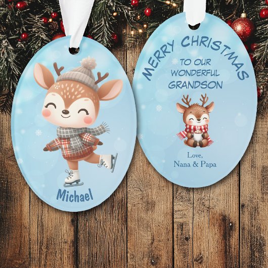 Schattige Winterrendier Kleinzoon Kerstmis Ornament