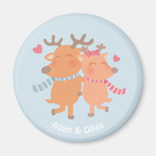 Schattige winterromance Rendieren verliefd Magneet