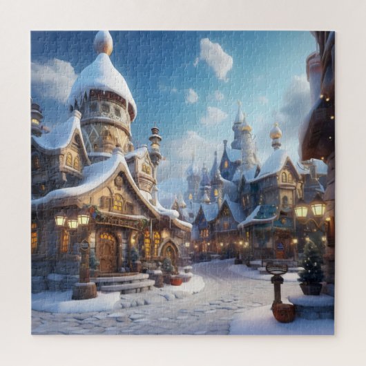 Schattige Winterstad Legpuzzel (Verticaal)