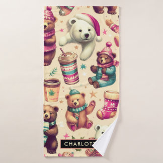 Schattige winterteddybeerpatroon Badhanddoek