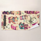  Schattige winterteddybeerpatroon Badhanddoek (Badhanddoek)