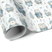 Schattige winterteddybeerpatroon cadeaupapier (Rol Hoek)