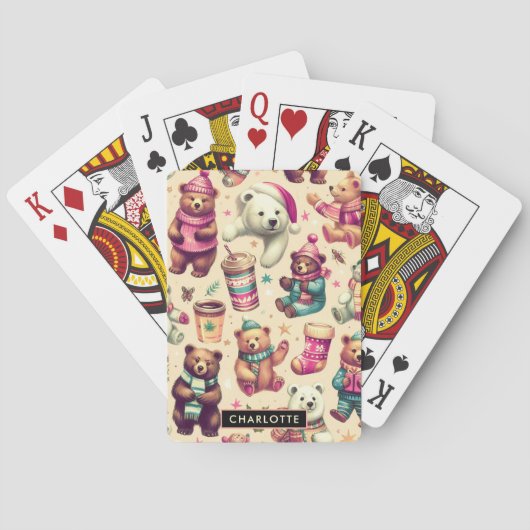 Schattige winterteddybeerpatroon Pokerkaarten (Achterkant)