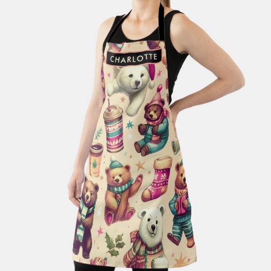  Schattige winterteddybeerpatroon Schort (Insitu)