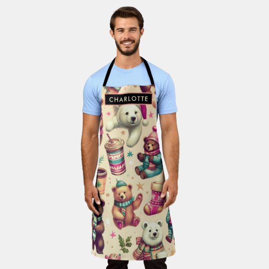  Schattige winterteddybeerpatroon Schort (Gedragen)