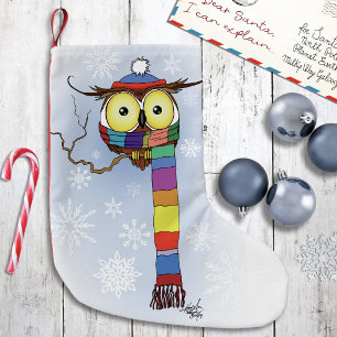 Schattige Winteruil Regenboog Sjaal Hoed Whimsical Kleine Kerstsok