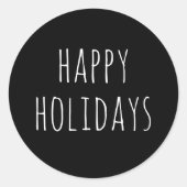 Schattige Wintervakantie | Zwarte Minimalistische  Ronde Sticker (Voorkant)