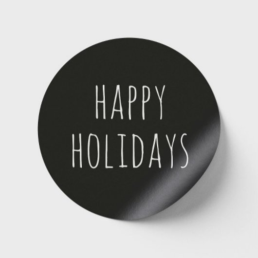 Schattige Wintervakantie | Zwarte Minimalistische  Ronde Sticker