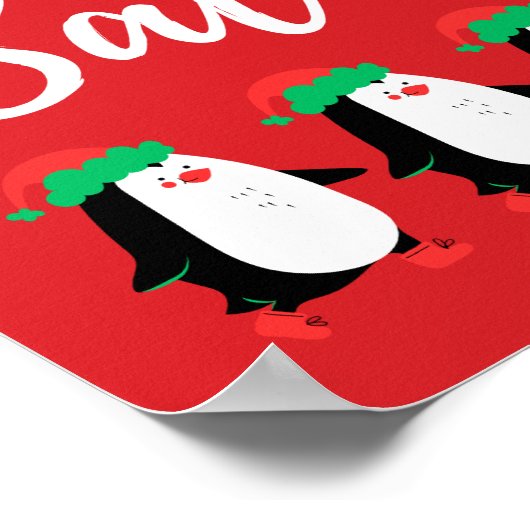 Schattige Winterverkoopteken, Penguin Kerstverkoop Poster (Hoek)