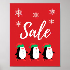 Schattige Winterverkoopteken, Penguin Kerstverkoop Poster