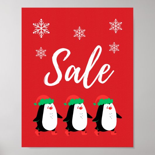 Schattige Winterverkoopteken, Penguin Kerstverkoop Poster (Voorkant)