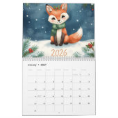 schattige wintervos nieuwjaar 2026 kalender (Jan 2027)