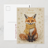 Schattige Wintervos Sjaal Kerstmis  Briefkaart (Voorkant / Achterkant)