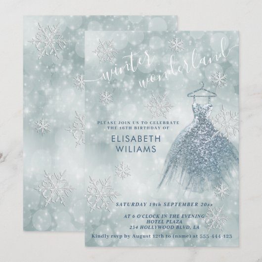 Schattige winterwonderland bokeh - zoet 16 kaart (Voorkant / Achterkant)