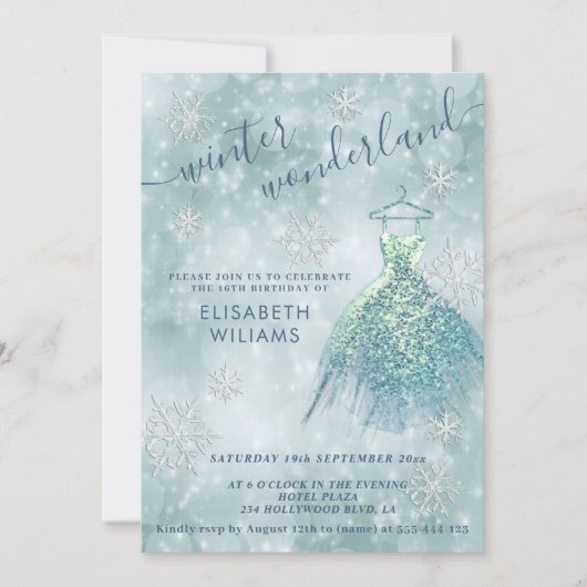 Schattige winterwonderland bokeh - zoet 16 kaart (Voorkant)