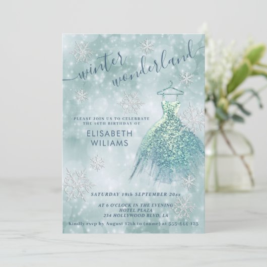 Schattige winterwonderland bokeh - zoet 16 kaart (Staand voorkant)