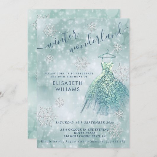 Schattige winterwonderland bokeh - zoet 16 kaart (Voorkant / Achterkant)