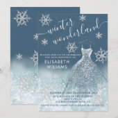 Schattige winterwonderland glitter ombre zoet 16 kaart (Voorkant / Achterkant)