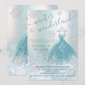 Schattige winterwonderland glitter ombre zoet 16 kaart (Voorkant / Achterkant)