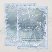 Schattige winterwonderland glitter ombre zoet 16 kaart (Voorkant / Achterkant)