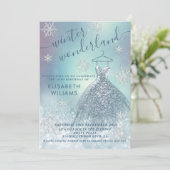 Schattige winterwonderland glitter ombre zoet 16 kaart (Staand voorkant)