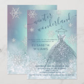 Schattige winterwonderland glitter ombre zoet 16 kaart (Voorkant / Achterkant)