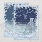 Schattige winterwonderland glitter ombre zoet 16 kaart (Voorkant / Achterkant)