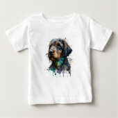 Schattige Wirehaire Dachshund Puppy Waterverf Art (Voorkant)