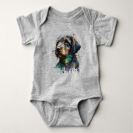 Schattige Wirehaire Dachshund Puppy Waterverf Art Romper