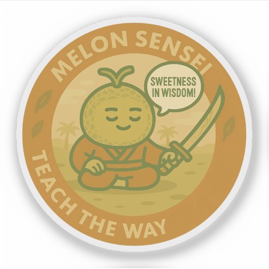Schattige Wisdom Melon Japanse Sensei Sticker (Voorkant)