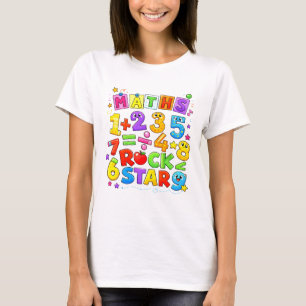 Schattige wiskunde nummers rockstar cartoon T-shir T-shirt