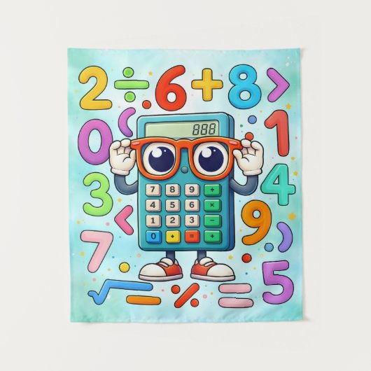 Schattige wiskunde rekenmachine nummers poster voo wandkleed (Voorkant)