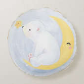 SCHATTIGE WIT BABY POLAR BEER OP HALVE MAAN ROND KUSSEN (Achterkant)