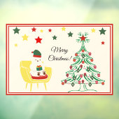 Schattige Wit Beer Vrolijk kerstfeest Raamsticker (Vel 3)