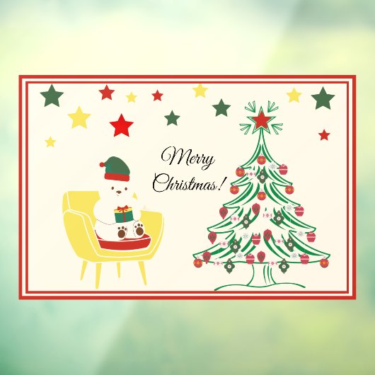 Schattige Wit Beer Vrolijk kerstfeest Raamsticker (Vel 3)