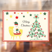 Schattige Wit Beer Vrolijk kerstfeest Raamsticker (Vel 2)