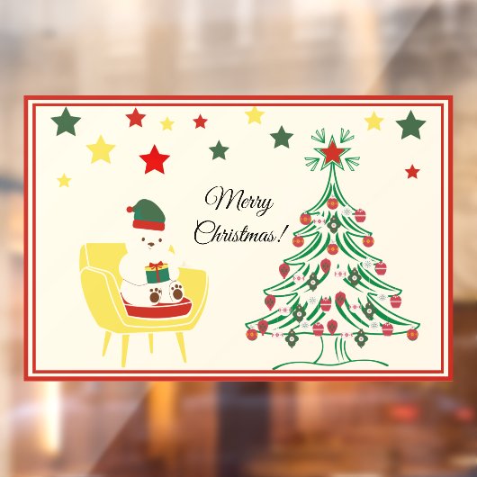 Schattige Wit Beer Vrolijk kerstfeest Raamsticker (Vel 2)
