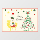 Schattige Wit Beer Vrolijk kerstfeest Raamsticker (Vel)